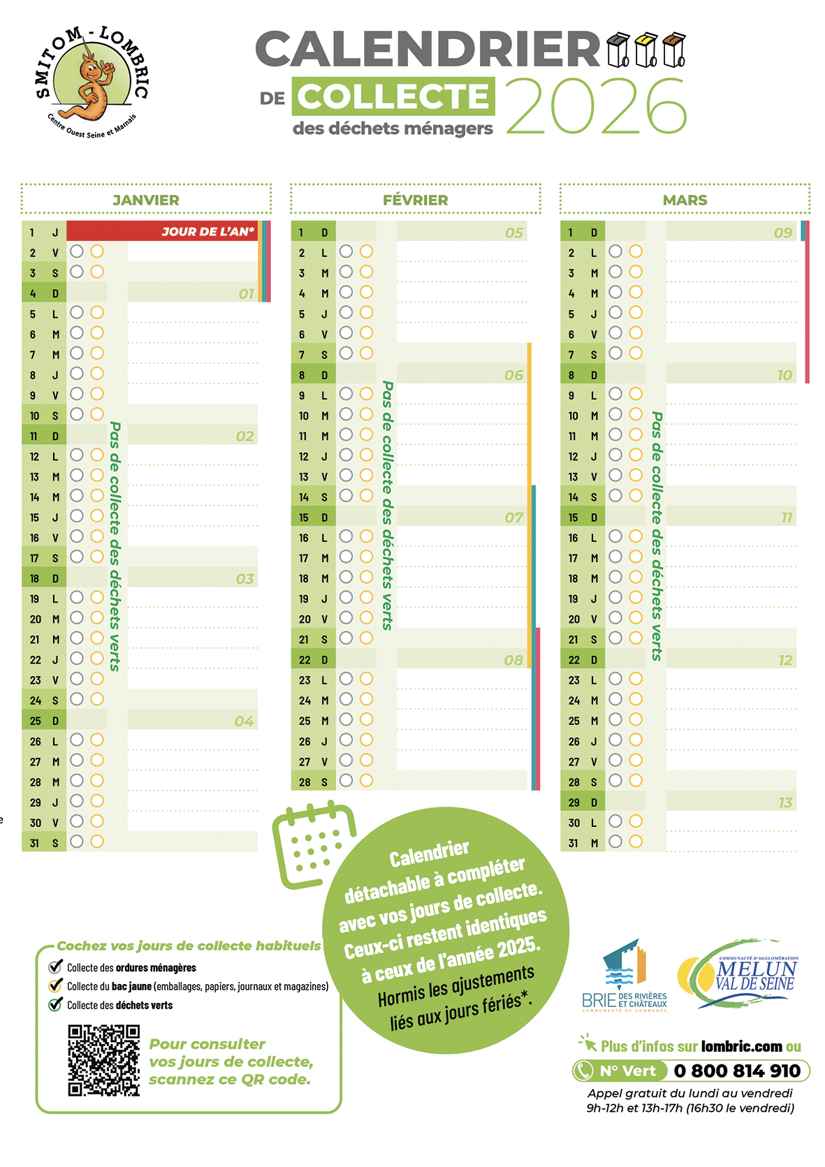 Calendrier 2026 à compléter